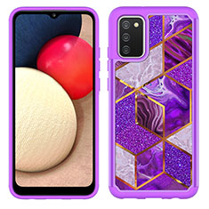 Custodia Silicone e Plastica Opaca Cover Fronte e Retro 360 Gradi JX1 per Samsung Galaxy A03s Viola