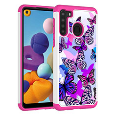 Custodia Silicone e Plastica Opaca Cover Fronte e Retro 360 Gradi JX1 per Samsung Galaxy A21 Viola