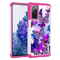 Custodia Silicone e Plastica Opaca Cover Fronte e Retro 360 Gradi JX1 per Samsung Galaxy S20 FE 4G Rosa Caldo