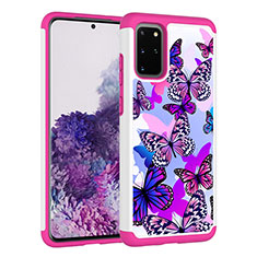 Custodia Silicone e Plastica Opaca Cover Fronte e Retro 360 Gradi JX1 per Samsung Galaxy S20 Plus 5G Rosa Caldo