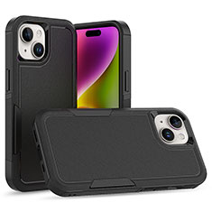 Custodia Silicone e Plastica Opaca Cover Fronte e Retro 360 Gradi MQ1 per Apple iPhone 15 Nero