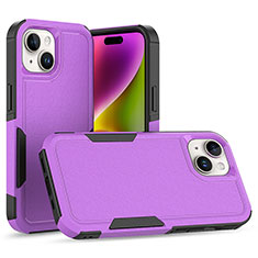 Custodia Silicone e Plastica Opaca Cover Fronte e Retro 360 Gradi MQ1 per Apple iPhone 15 Plus Viola