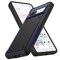 Custodia Silicone e Plastica Opaca Cover Fronte e Retro 360 Gradi MQ1 per Google Pixel 7 5G Blu