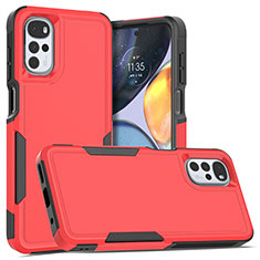 Custodia Silicone e Plastica Opaca Cover Fronte e Retro 360 Gradi MQ1 per Motorola Moto G22 Rosso