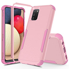 Custodia Silicone e Plastica Opaca Cover Fronte e Retro 360 Gradi MQ1 per Samsung Galaxy A03s Oro Rosa