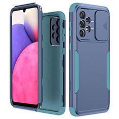 Custodia Silicone e Plastica Opaca Cover Fronte e Retro 360 Gradi MQ1 per Samsung Galaxy A33 5G Cielo Blu