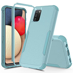 Custodia Silicone e Plastica Opaca Cover Fronte e Retro 360 Gradi MQ1 per Samsung Galaxy F02S SM-E025F Azzurro