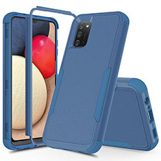 Custodia Silicone e Plastica Opaca Cover Fronte e Retro 360 Gradi MQ1 per Samsung Galaxy F02S SM-E025F Blu