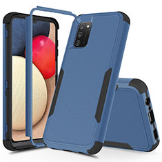 Custodia Silicone e Plastica Opaca Cover Fronte e Retro 360 Gradi MQ1 per Samsung Galaxy F02S SM-E025F Blu e Nero