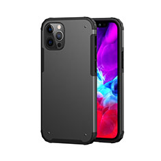 Custodia Silicone e Plastica Opaca Cover Fronte e Retro 360 Gradi per Apple iPhone 12 Pro Max Nero