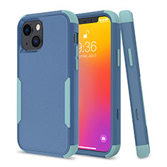 Custodia Silicone e Plastica Opaca Cover Fronte e Retro 360 Gradi per Apple iPhone 14 Plus Cielo Blu