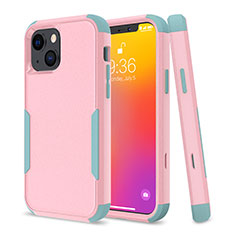 Custodia Silicone e Plastica Opaca Cover Fronte e Retro 360 Gradi per Apple iPhone 14 Rosa