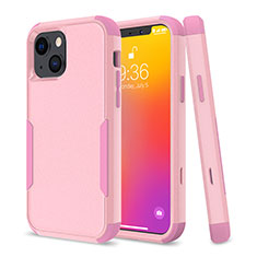 Custodia Silicone e Plastica Opaca Cover Fronte e Retro 360 Gradi per Apple iPhone 14 Rosa Caldo