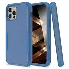 Custodia Silicone e Plastica Opaca Cover Fronte e Retro 360 Gradi per Apple iPhone 15 Pro Blu