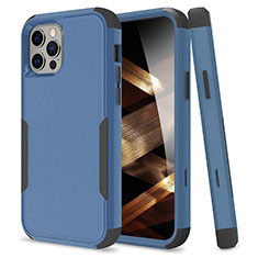 Custodia Silicone e Plastica Opaca Cover Fronte e Retro 360 Gradi per Apple iPhone 16 Pro Blu e Nero