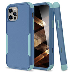 Custodia Silicone e Plastica Opaca Cover Fronte e Retro 360 Gradi per Apple iPhone 16 Pro Cielo Blu