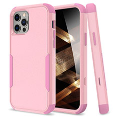 Custodia Silicone e Plastica Opaca Cover Fronte e Retro 360 Gradi per Apple iPhone 16 Pro Max Rosa Caldo