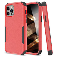 Custodia Silicone e Plastica Opaca Cover Fronte e Retro 360 Gradi per Apple iPhone 16 Pro Max Rosso