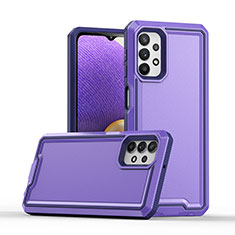 Custodia Silicone e Plastica Opaca Cover Fronte e Retro 360 Gradi Q01W per Samsung Galaxy A32 4G Viola