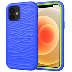 Custodia Silicone e Plastica Opaca Cover Fronte e Retro 360 Gradi R01 per Apple iPhone 12 Mini Blu