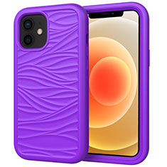 Custodia Silicone e Plastica Opaca Cover Fronte e Retro 360 Gradi R01 per Apple iPhone 12 Viola