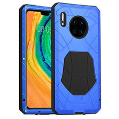 Custodia Silicone e Plastica Opaca Cover Fronte e Retro 360 Gradi R01 per Huawei Mate 30 Blu