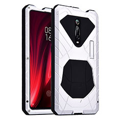 Custodia Silicone e Plastica Opaca Cover Fronte e Retro 360 Gradi R01 per Xiaomi Mi 9T Bianco