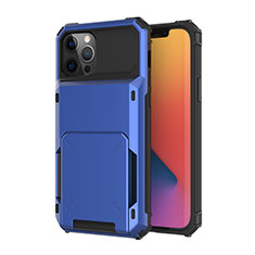 Custodia Silicone e Plastica Opaca Cover Fronte e Retro 360 Gradi R03 per Apple iPhone 12 Pro Blu