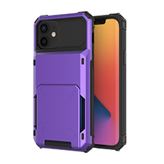 Custodia Silicone e Plastica Opaca Cover Fronte e Retro 360 Gradi R03 per Apple iPhone 12 Viola