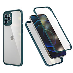 Custodia Silicone e Plastica Opaca Cover Fronte e Retro 360 Gradi R05 per Apple iPhone 12 Pro Max Verde Notte