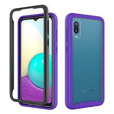 Custodia Silicone e Plastica Opaca Cover Fronte e Retro 360 Gradi U01 per Samsung Galaxy M02 Viola