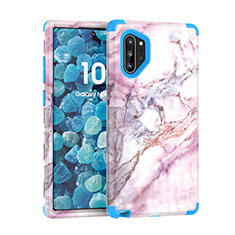 Custodia Silicone e Plastica Opaca Cover Fronte e Retro 360 Gradi U01 per Samsung Galaxy Note 10 Plus 5G Blu