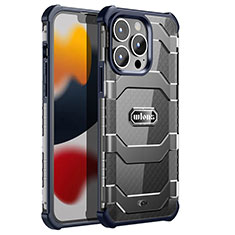 Custodia Silicone e Plastica Opaca Cover Fronte e Retro 360 Gradi U02 per Apple iPhone 13 Pro Blu