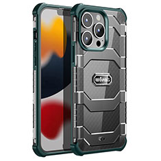 Custodia Silicone e Plastica Opaca Cover Fronte e Retro 360 Gradi U02 per Apple iPhone 13 Pro Verde