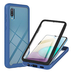 Custodia Silicone e Plastica Opaca Cover Fronte e Retro 360 Gradi U02 per Samsung Galaxy A02 Blu