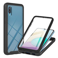 Custodia Silicone e Plastica Opaca Cover Fronte e Retro 360 Gradi U02 per Samsung Galaxy A02 Nero