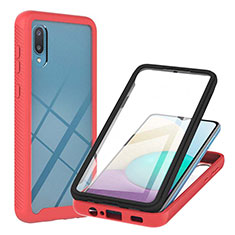 Custodia Silicone e Plastica Opaca Cover Fronte e Retro 360 Gradi U02 per Samsung Galaxy M02 Rosso
