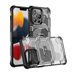 Custodia Silicone e Plastica Opaca Cover Fronte e Retro 360 Gradi U03 per Apple iPhone 13 Pro Max Nero