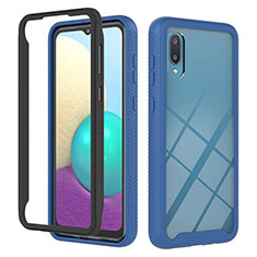 Custodia Silicone e Plastica Opaca Cover Fronte e Retro 360 Gradi U03 per Samsung Galaxy M02 Blu