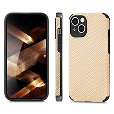 Custodia Silicone e Plastica Opaca Cover Fronte e Retro 360 Gradi U04 per Apple iPhone 15 Oro