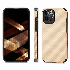 Custodia Silicone e Plastica Opaca Cover Fronte e Retro 360 Gradi U04 per Apple iPhone 16 Pro Oro