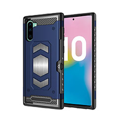 Custodia Silicone e Plastica Opaca Cover Magnetico per Samsung Galaxy Note 10 5G Blu
