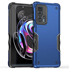 Custodia Silicone e Plastica Opaca Cover per Motorola Moto Edge 20 Pro 5G Blu