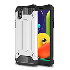 Custodia Silicone e Plastica Opaca Cover per Samsung Galaxy M01 Core Argento