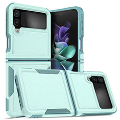 Custodia Silicone e Plastica Opaca Cover per Samsung Galaxy Z Flip4 5G Ciano