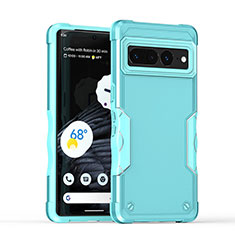 Custodia Silicone e Plastica Opaca Cover QW1 per Google Pixel 7 Pro 5G Azzurro