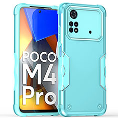 Custodia Silicone e Plastica Opaca Cover QW1 per Xiaomi Poco M4 Pro 4G Azzurro