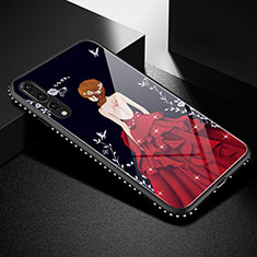 Custodia Silicone Gel Laterale Abito Ragazza Specchio Cover per Huawei P20 Pro Rosso e Nero