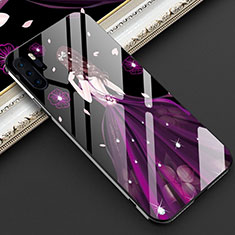 Custodia Silicone Gel Laterale Abito Ragazza Specchio Cover per Huawei P30 Pro New Edition Viola