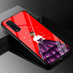 Custodia Silicone Gel Laterale Abito Ragazza Specchio Cover per Oppo Find X2 Viola